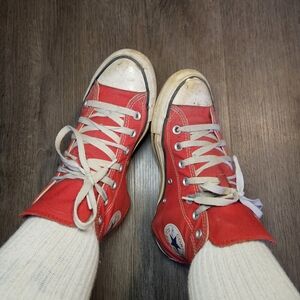 Worn Red High Top Converse
